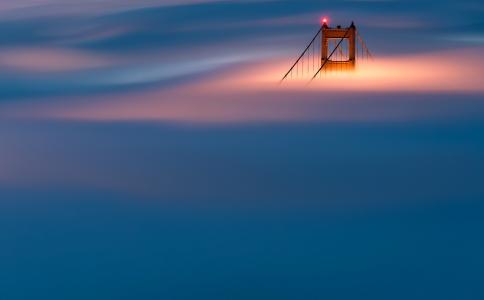 旧金山，美国，桥，金门，支持，雾