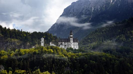 德国，Noisweinstein，城堡，山，森林