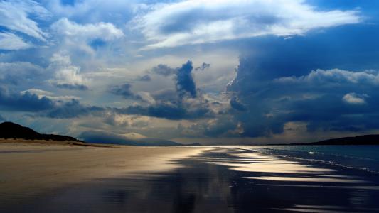 300 dpi -RGB海洋海洋山晚上云天空海滩反射自然风景摄影海洋山晚上云海天空反射自然风景摄影