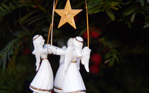 明星，天使，新的一年，毛皮树，玩具，圣诞节