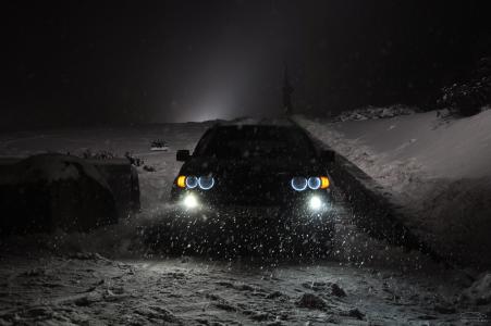 冬天，雪，照片，宝马，超级跑车，灯
