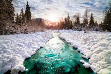 山河，冬，雪，山，美丽
