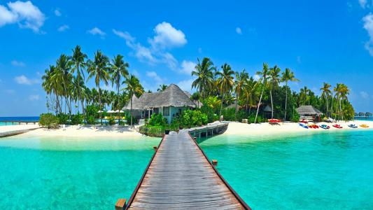 度假村，热带地区，岛屿，美丽，海洋，夏天