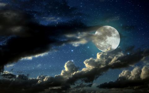 天空，云，月亮，星星，空间，photoshop，sp，晚上