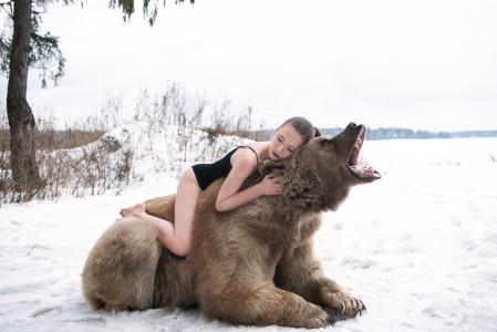 照片，创意，冬季，雪，公平，女孩，熊