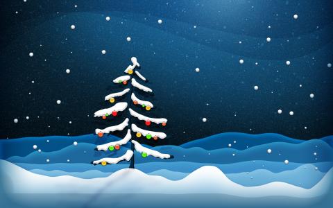 装饰品，新年，雪，枞树