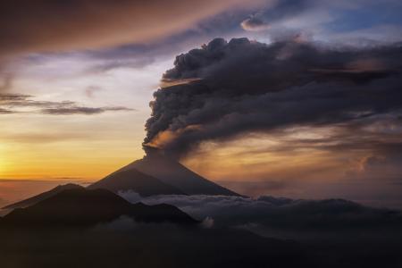 火山，山，巴厘岛