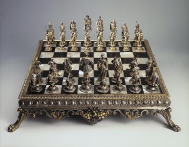 象棋，复古，美丽，灰色的背景