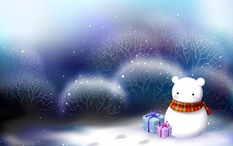 白色，新的一年，雪，艺术，礼品，雪人