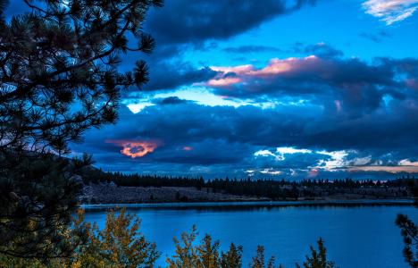景观，六月湖，加利福尼亚州，夜，云，性质