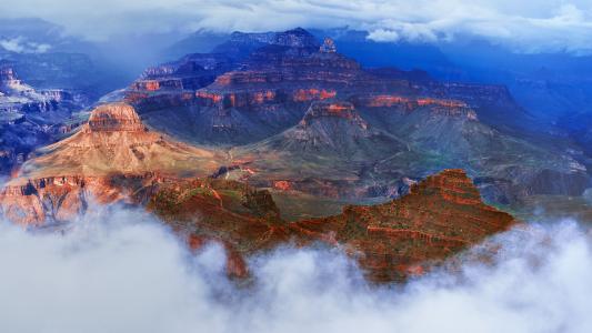 大峡谷，云，岩石，性质