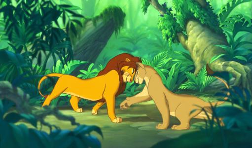 国王狮子，卡通，情况，爱抚，丛林，积极