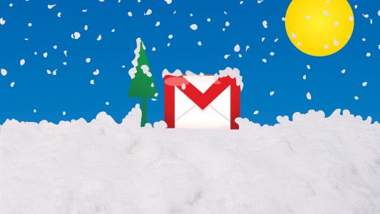 Gmail，新年，树，月亮，雪