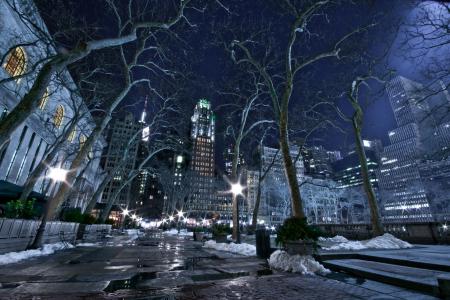 纽约，城市，冬季，夜晚，灯光