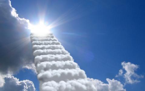 太阳，天空，云彩，天空中的梯子