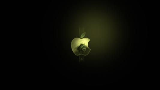 标志，绿色，背景，苹果，mac，黑色，极简主义
