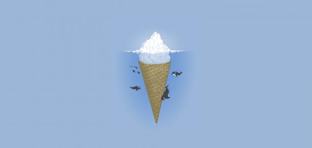 冰山，海洋，极简主义，冰淇淋，海，虎鲸