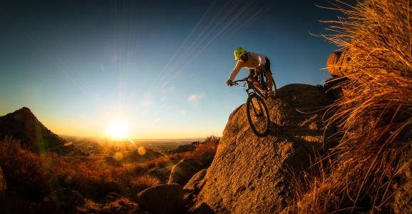 自然，骑自行车的人，丘陵，男子，山地自行车