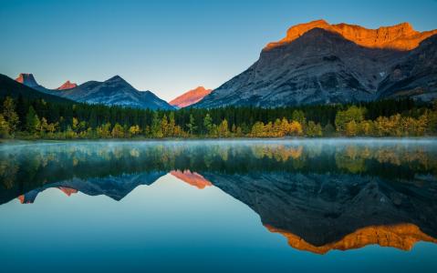 加拿大，自然，景观，反射，湖