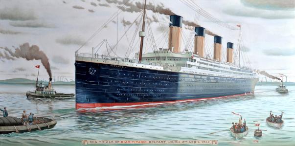 泰坦尼克号，班轮，船舶，图片，历史，小船，人，天空