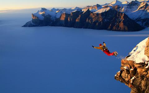 跳伞，跳，高度，雪，山，极端