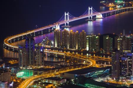 大韩民国，釜山，建筑物，桥梁，城市