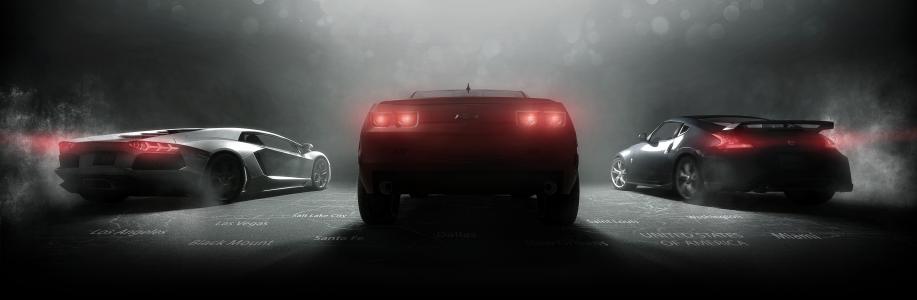 雪佛兰，日产，兰博基尼，超级跑车，黑暗的背景
