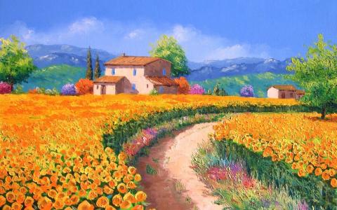 Jean-Marc Janjacic，风景与向日葵，一张图片