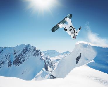 运动，单板滑雪，跳，板，单板滑雪，单板滑雪