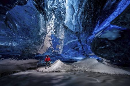 冰，美丽，洞穴，冰川