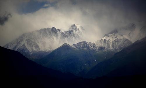 山，雪，天空，图克苏，哈萨克斯坦，Jungkuk，曹