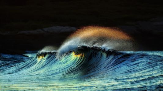 性质，波，超，照片，海洋，天空。