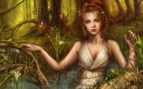 女孩，童话，森林，美丽