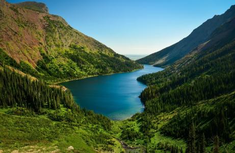 自然，山，湖，森林，美丽，流，超级照片