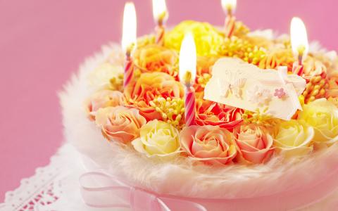 浪漫，浪漫，蜡烛，假期，生日，蛋糕