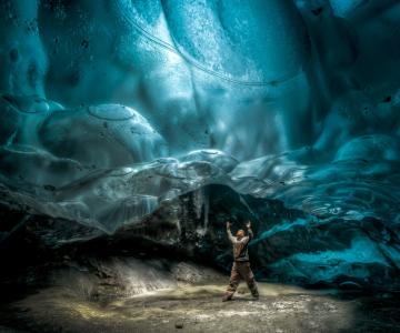 阿拉斯加，自然奇观，冰洞，美女，洞穴，冰川