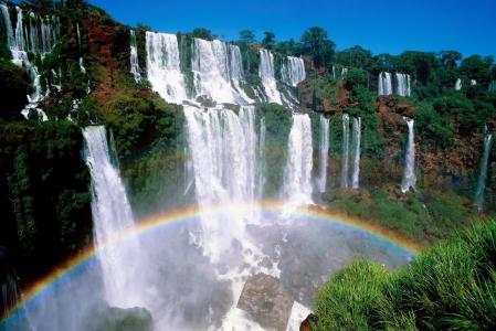 瀑布，瀑布，水，彩虹，自然，热带地区