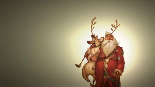 鹿，高，新的一年，圣诞老人