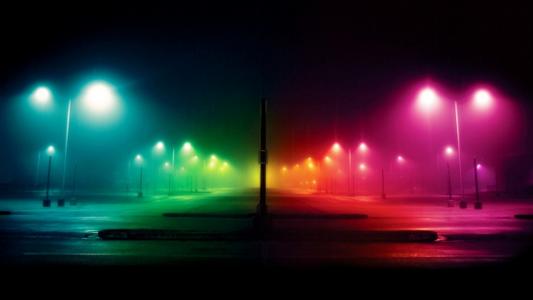 颜色，灯光，红色，晚上，粉红色，路