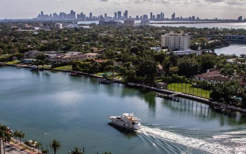 迈阿密，游艇，水，美国，城市，迈阿密
