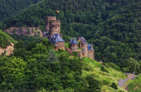 城堡，德国，Thurant，森林