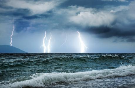海，雷，闪电，美丽