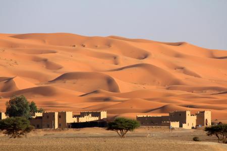 摩洛哥，沙漠，沙，巴尔汗，村庄，风景，伤心