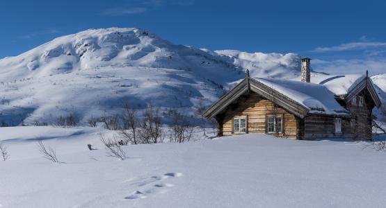 挪威，冬天，小屋，小山，雪，自然