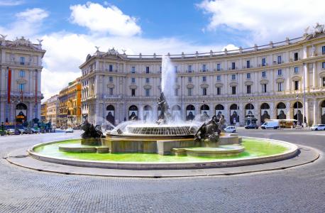 共和国广场，罗马，喷泉的游行，罗马，意大利，意大利