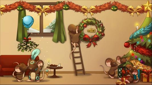 鼠标，树，Transformice，圣诞节，鼠标，变换