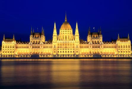 首都，夜晚，议会，匈牙利，建筑，布达佩斯