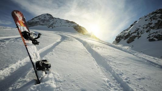 滑雪板，山，冬天，雪