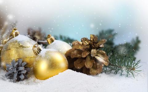 圣诞树，视锥细胞，圣诞节，球，雪，假期，冬天