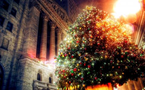 圣诞节，新的一年，建设，树，灯，假期，灯，装饰品